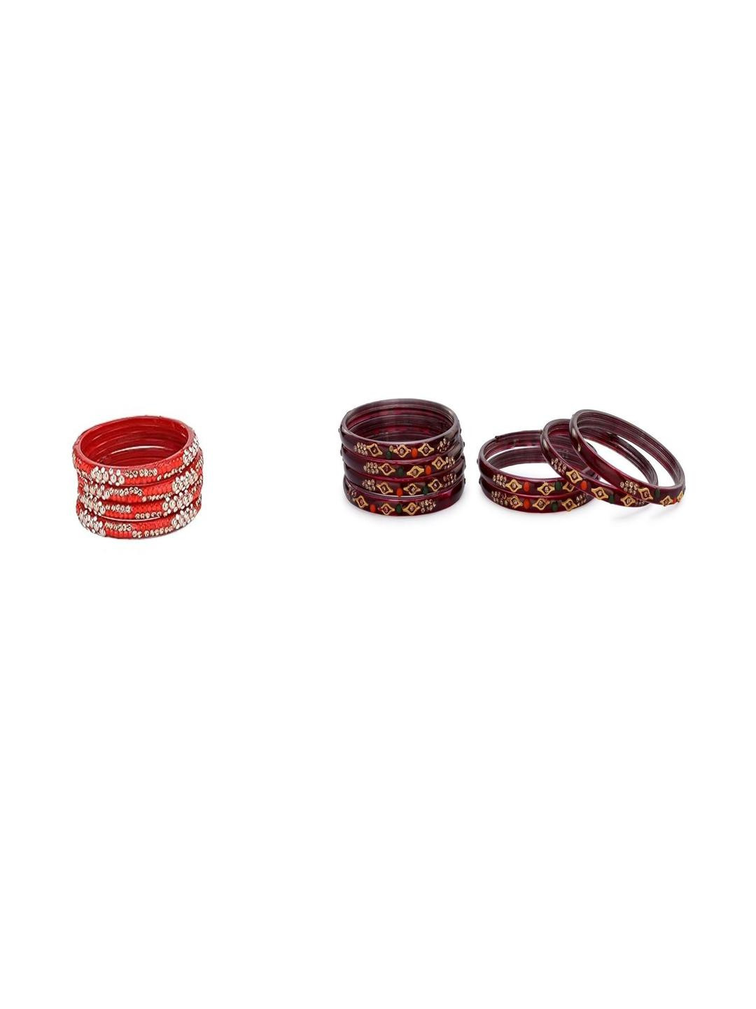 SOMIL Women Set of 2 Red & Maroon Bangles