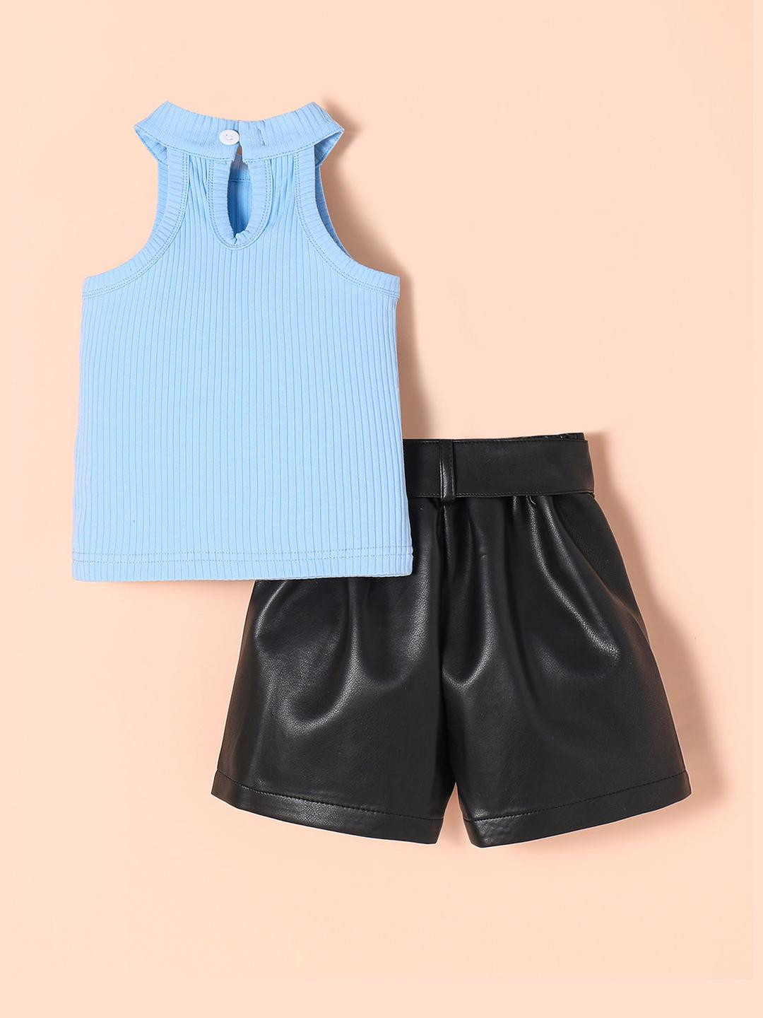 2-Pc Halter Neck Blouse & Shorts