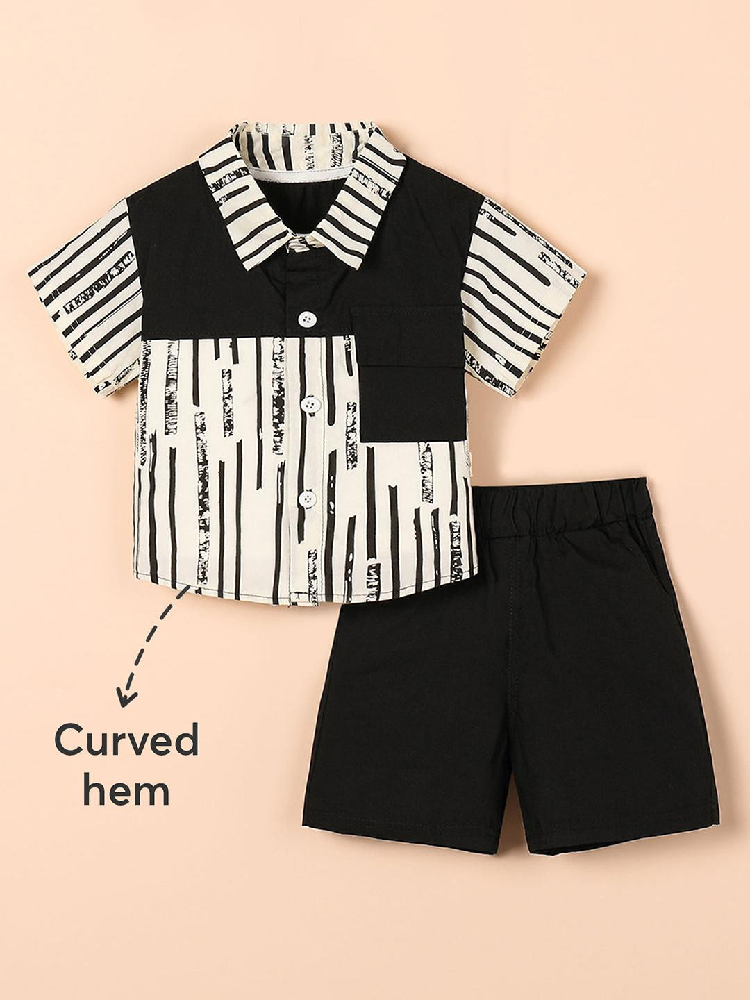 Hopscotch Boys Vertical Stripes Shirt with Shorts