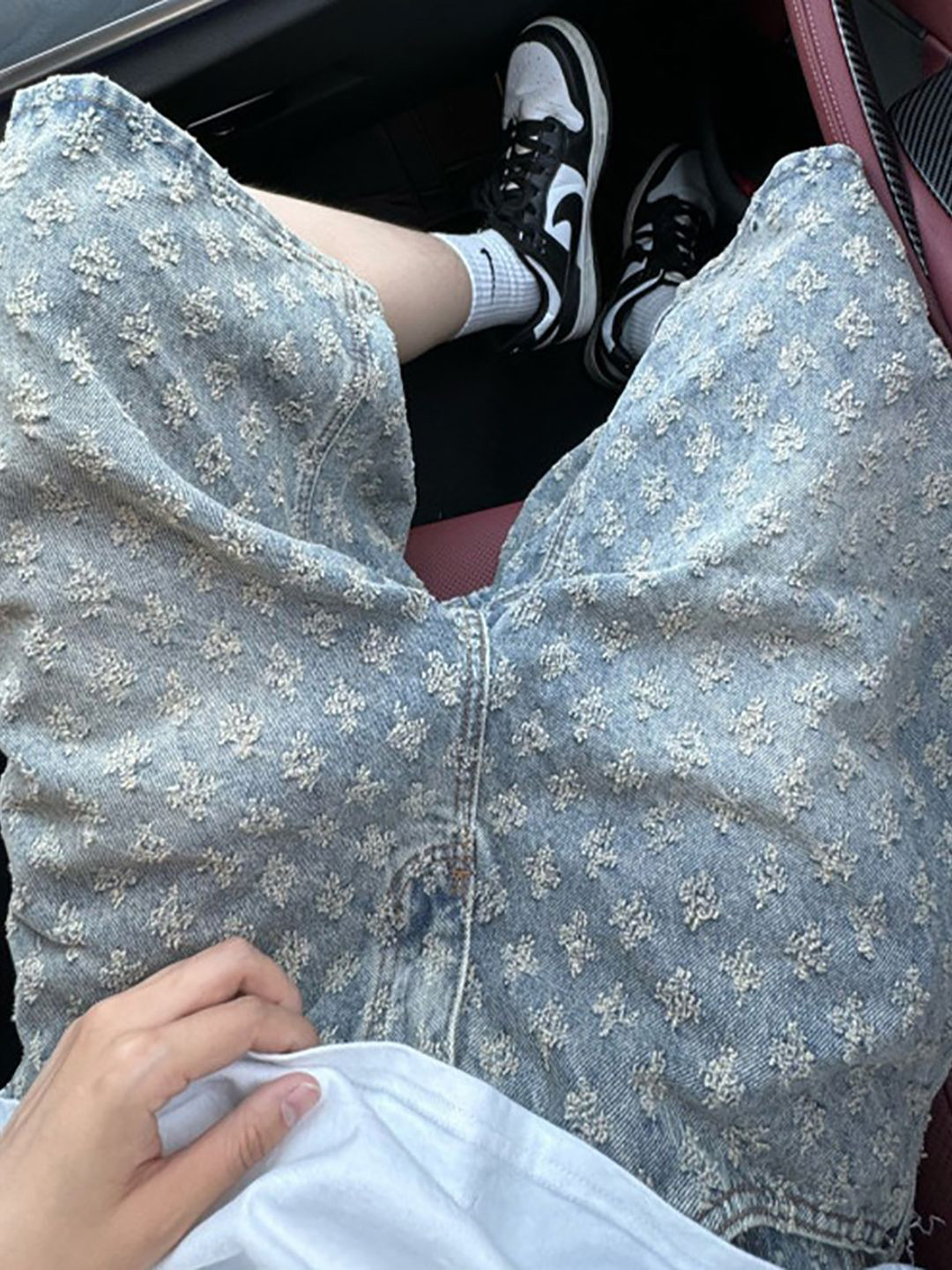 StyleCast Men Embroidered Loose Fit Low-Rise Denim Shorts