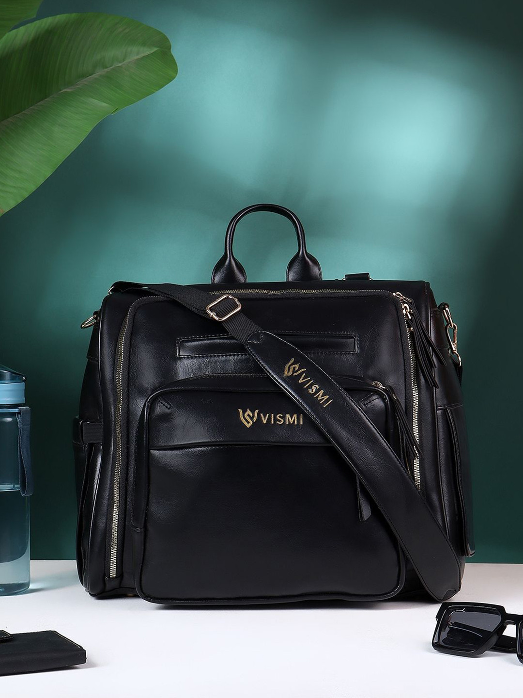 VISMIINTREND Vegan Leather Diaper Bag With Changing Mat