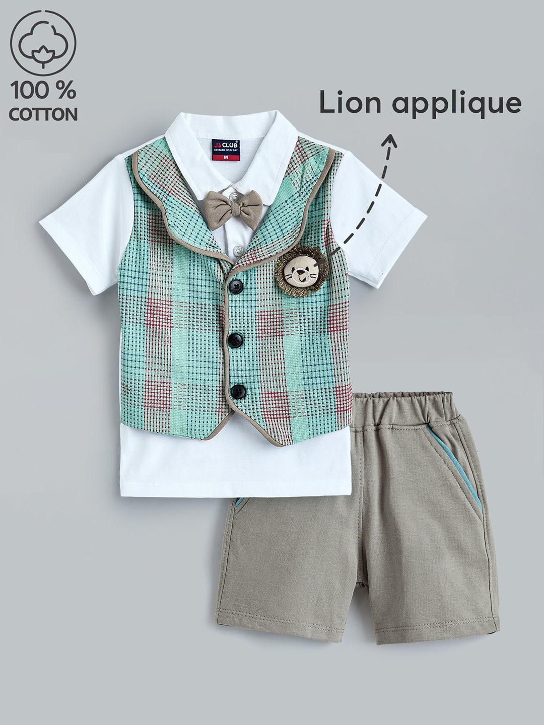 2-Pc Check Mate Lion Charm Cotton Formal Set