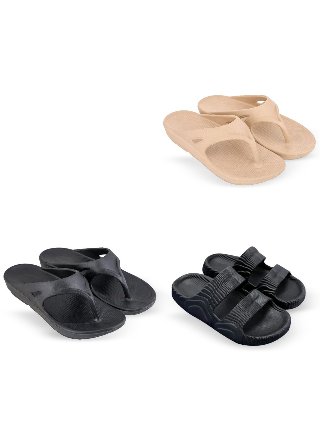 Feel alive Men Set Of 4 Ultra-Comfortable & Lightweight Thong Flip-Flops & Clogs