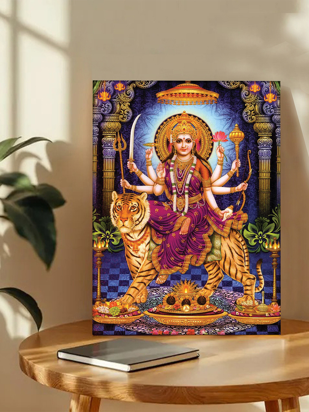 Art Street Purple & Brown Devi Durga Printed Canvas Wall Art