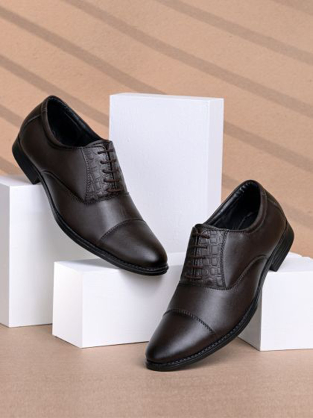 NAATU Men Lace-Up Formal Oxford Shoes