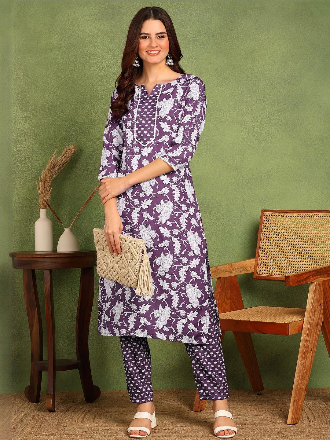 Moda Rapido Women Purple Kurta Sets