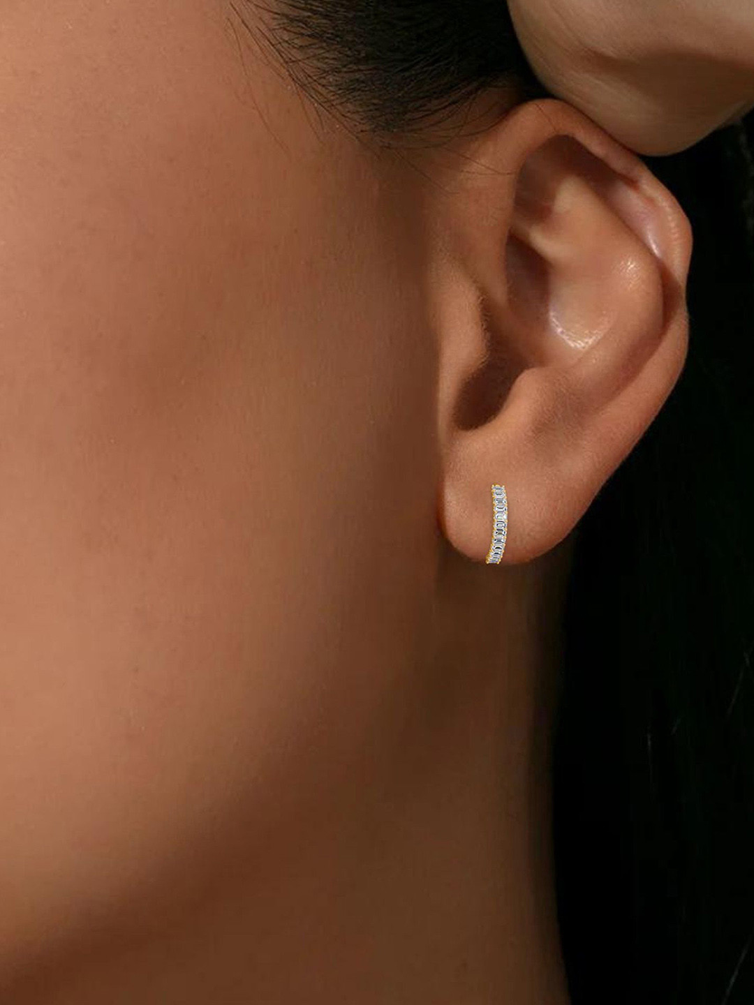 LUNA Women14 KT Gold 11.96 Ct Lab Grown Diamond Hoop & Huggie Earrings - 14.41 g