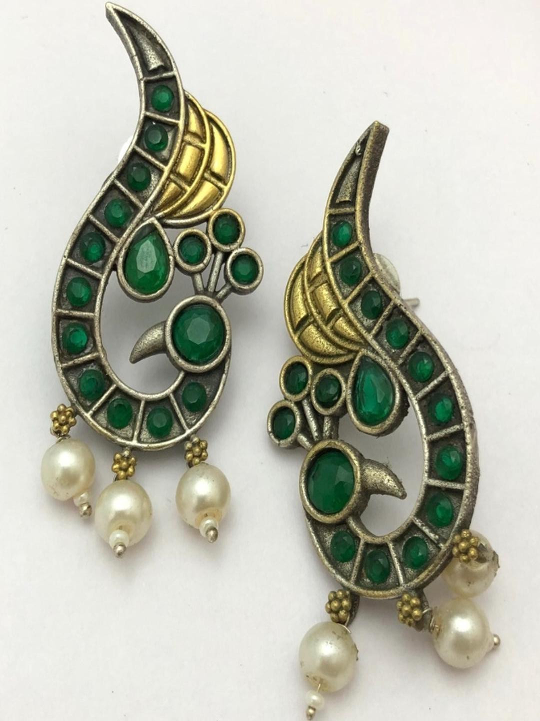 KGcreations Brass Peacock Shaped Studs Earrings