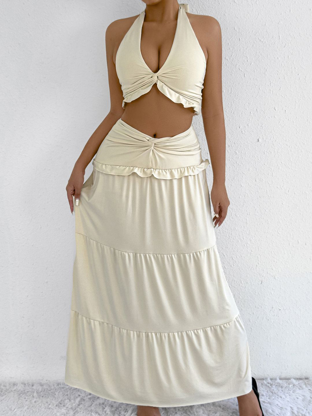 StyleCast Halter-Neck Top & Maxi Skirt Co-Ord Set