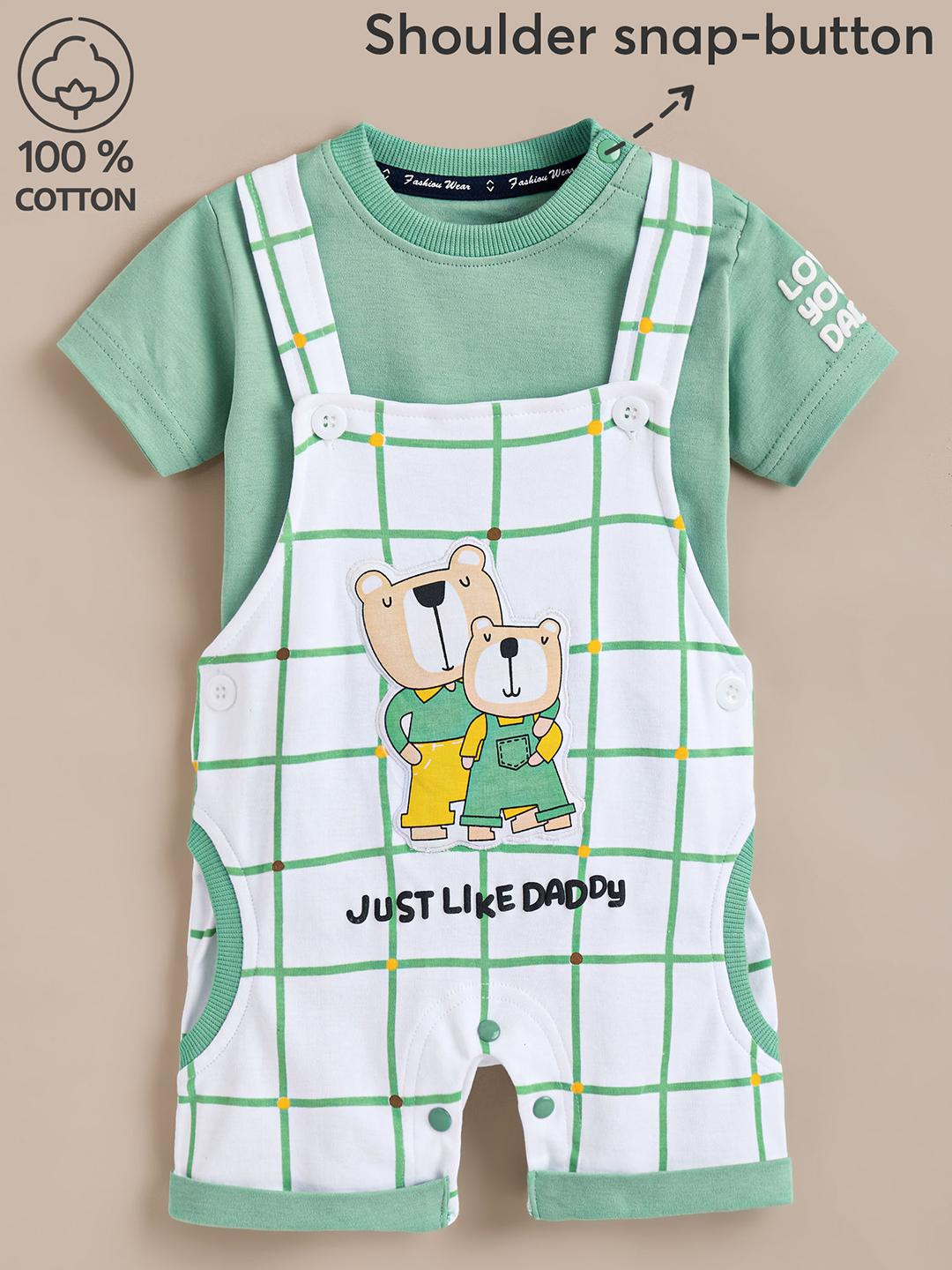 2-Pc Bear Bonding Cotton Dungaree Set
