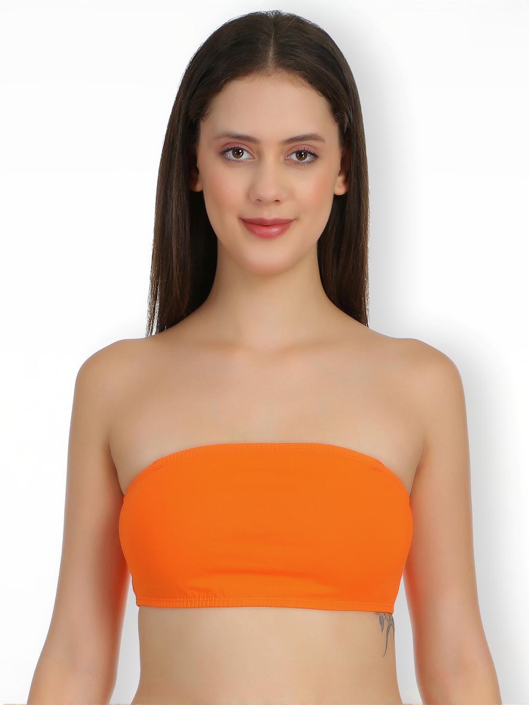 SELFCARE Women Solid Cotton Lycra Non Padded Strepless full coverage Bandeau Bra