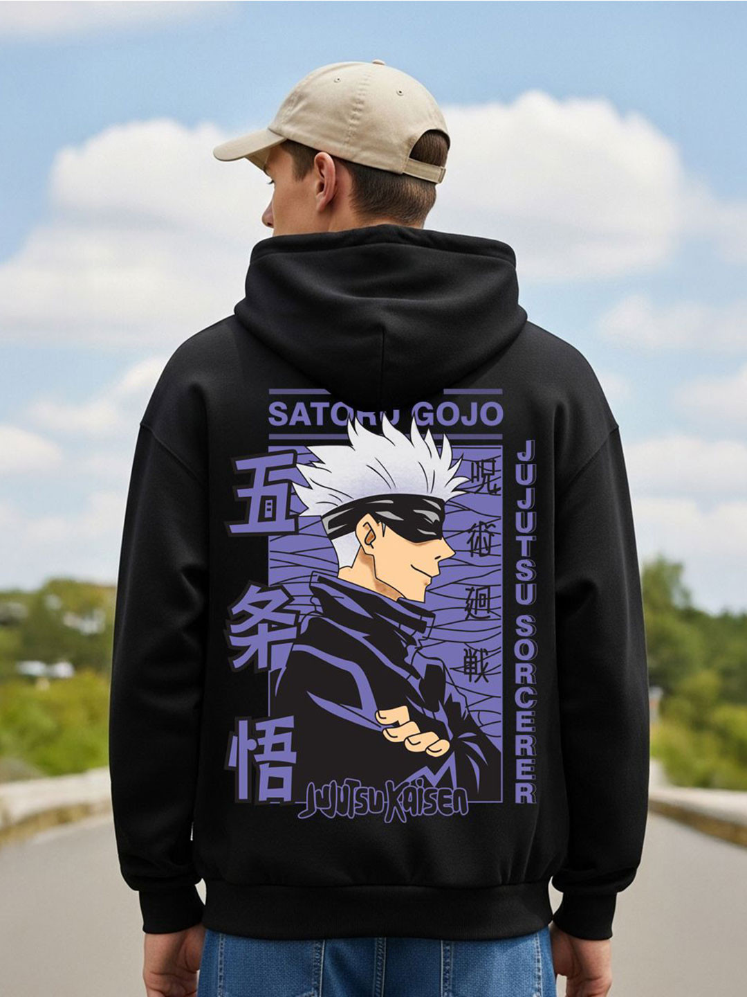 BENNY BROOKS Men Anime Printed Hooded Pullover Sweatshirt