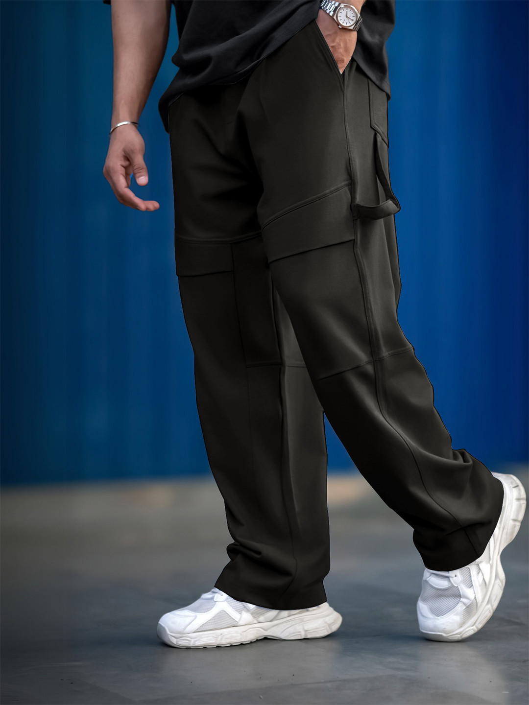 Maniac Men Cotton Mid-Rise Baggy Fit Parachute Track Pants