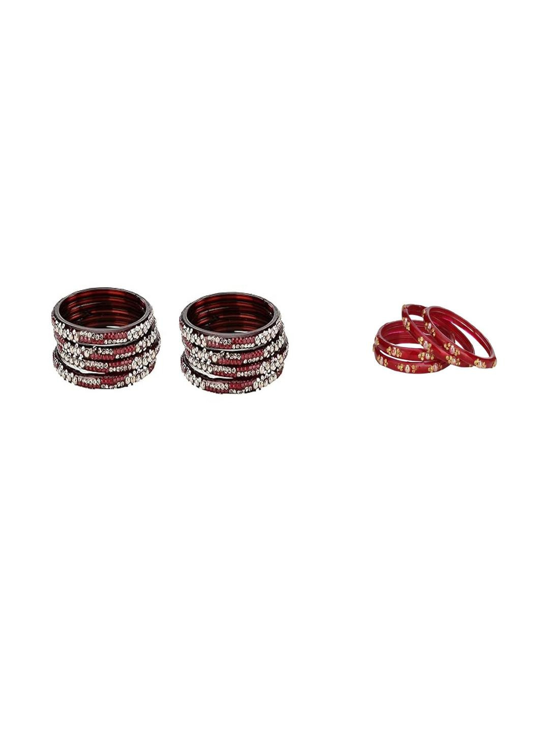 SOMIL Set Of 12 Artificial Stone and Beads Glass Bangles
