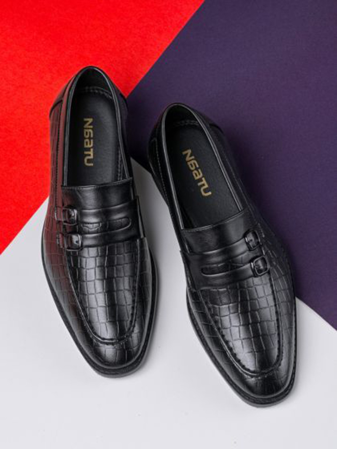 NAATU Men Pointed Toe Formal Slip-On Shoes