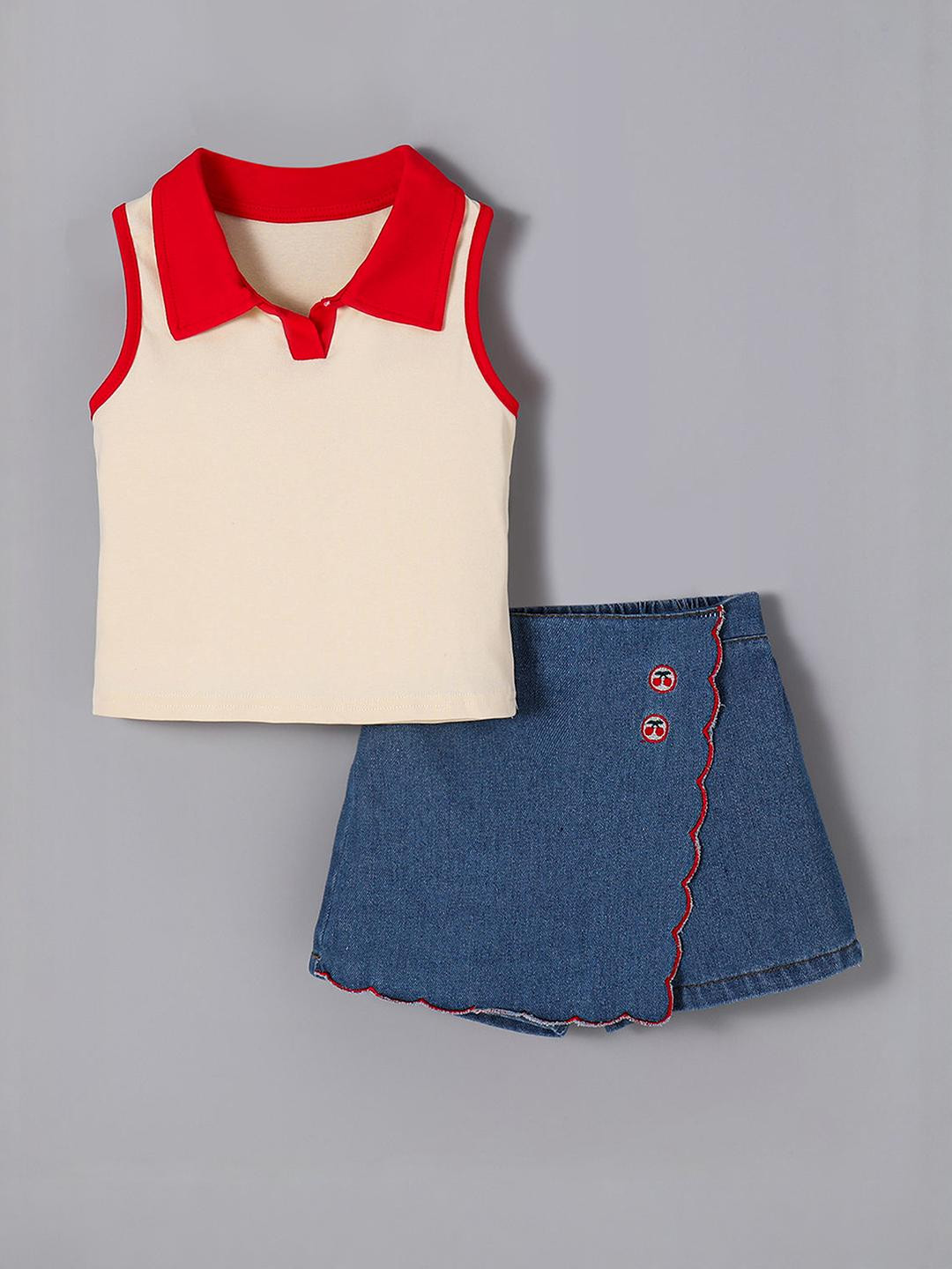 2-Piece Solid Blouse and Shorts