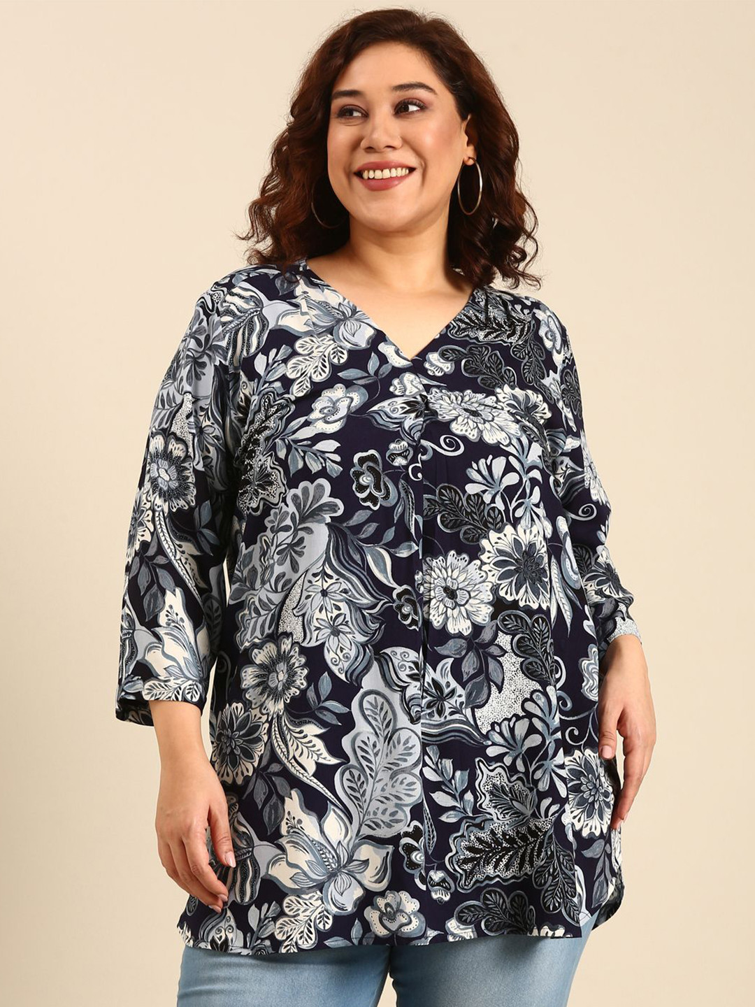 The Pink Moon Floral Printed Tunic