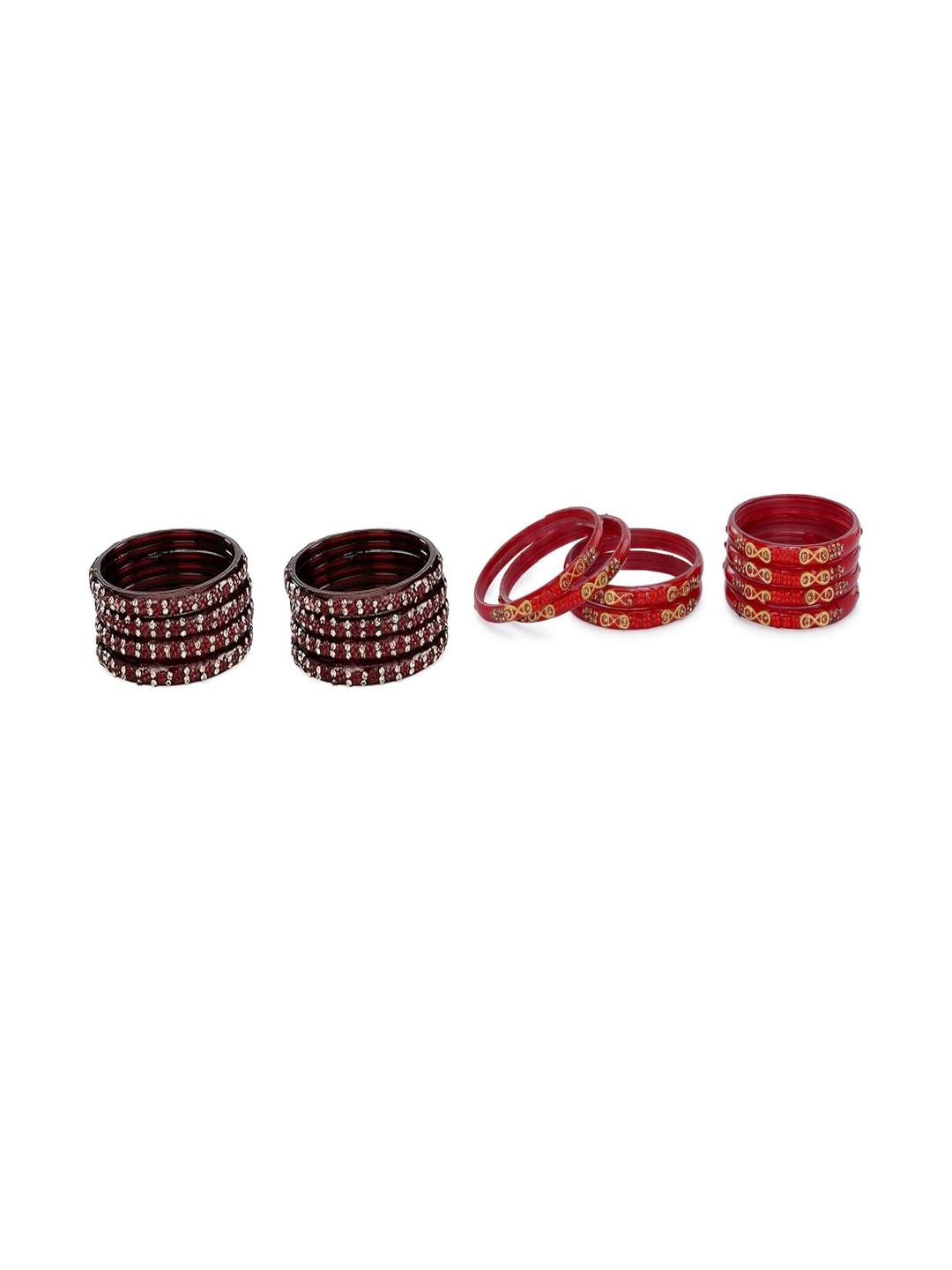 SOMIL Women Set of 2 Red & Maroon Bangles