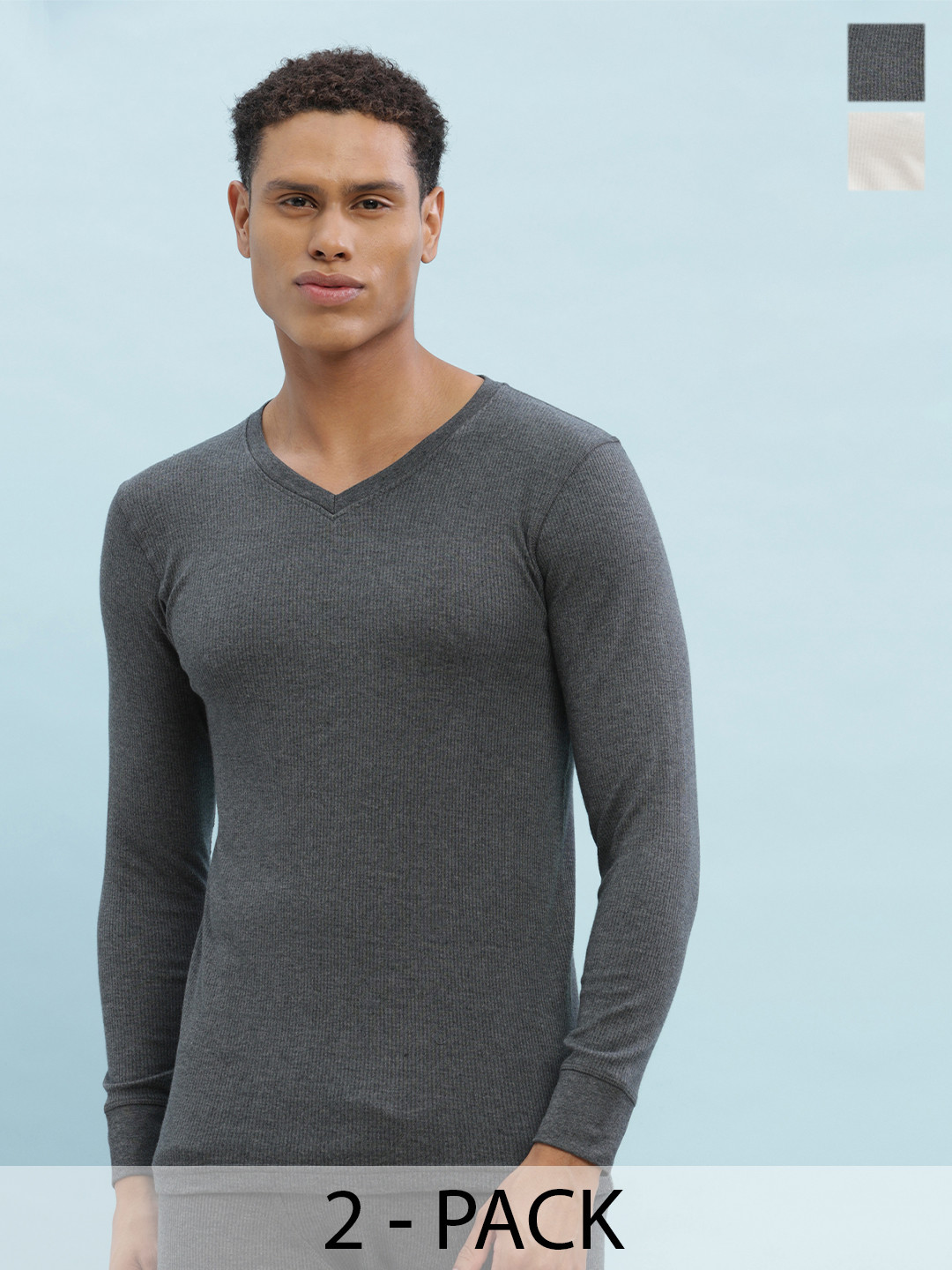 Force NXT Pack Of 2 V-Neck Cotton Thermal Tops