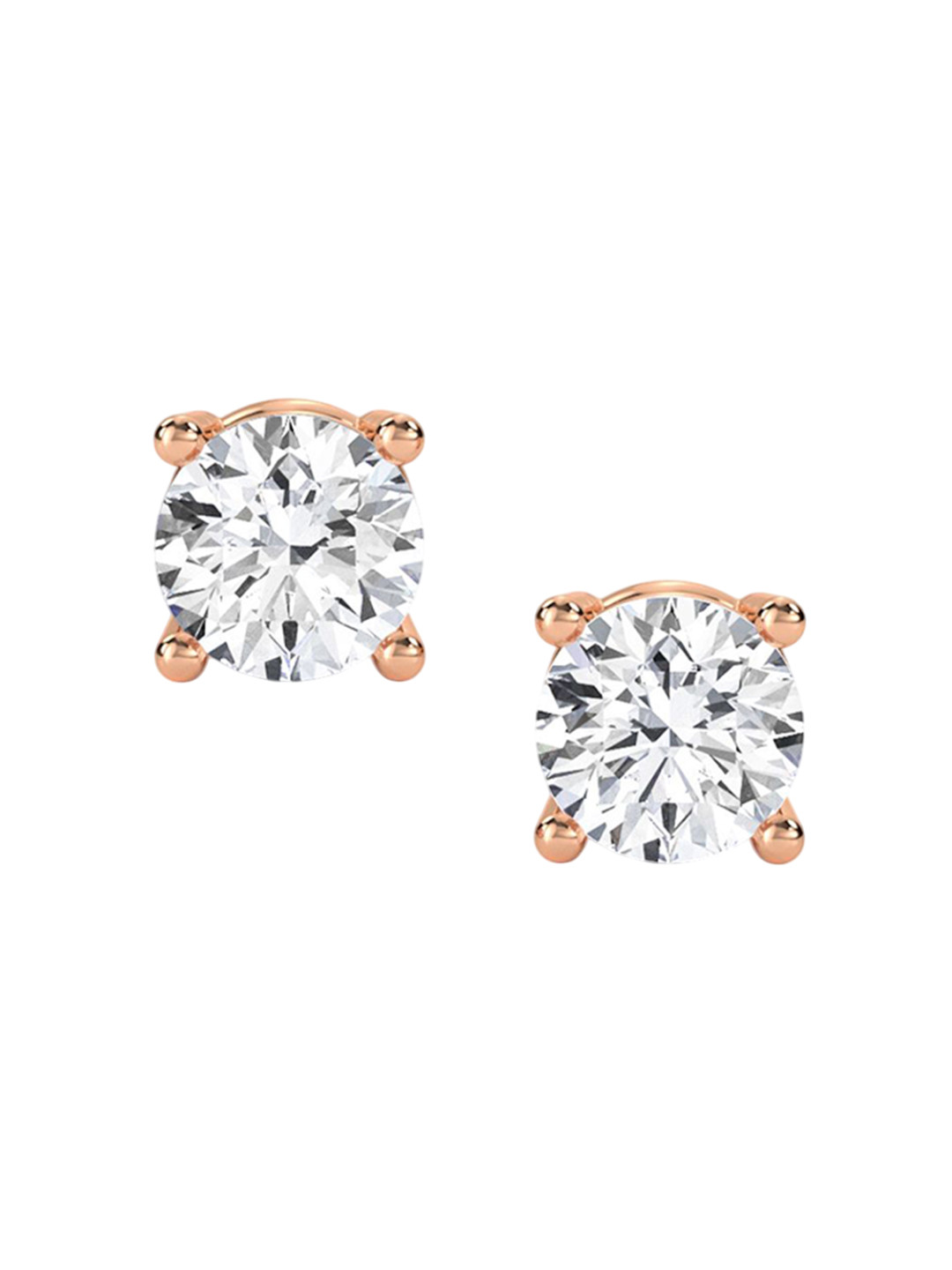 LUNA Women 14 KT Rose Gold 0.6 Ct Lab Grown Diamond Stud Earrings - 1.03 g