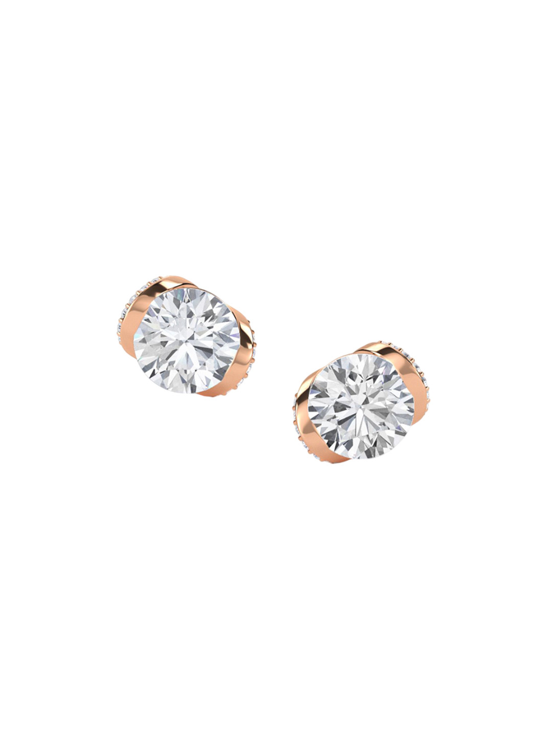 LUNA 14 KT Rose Gold 1.65 Ct Lab Grown Diamond Studded Studs - 1.66 g