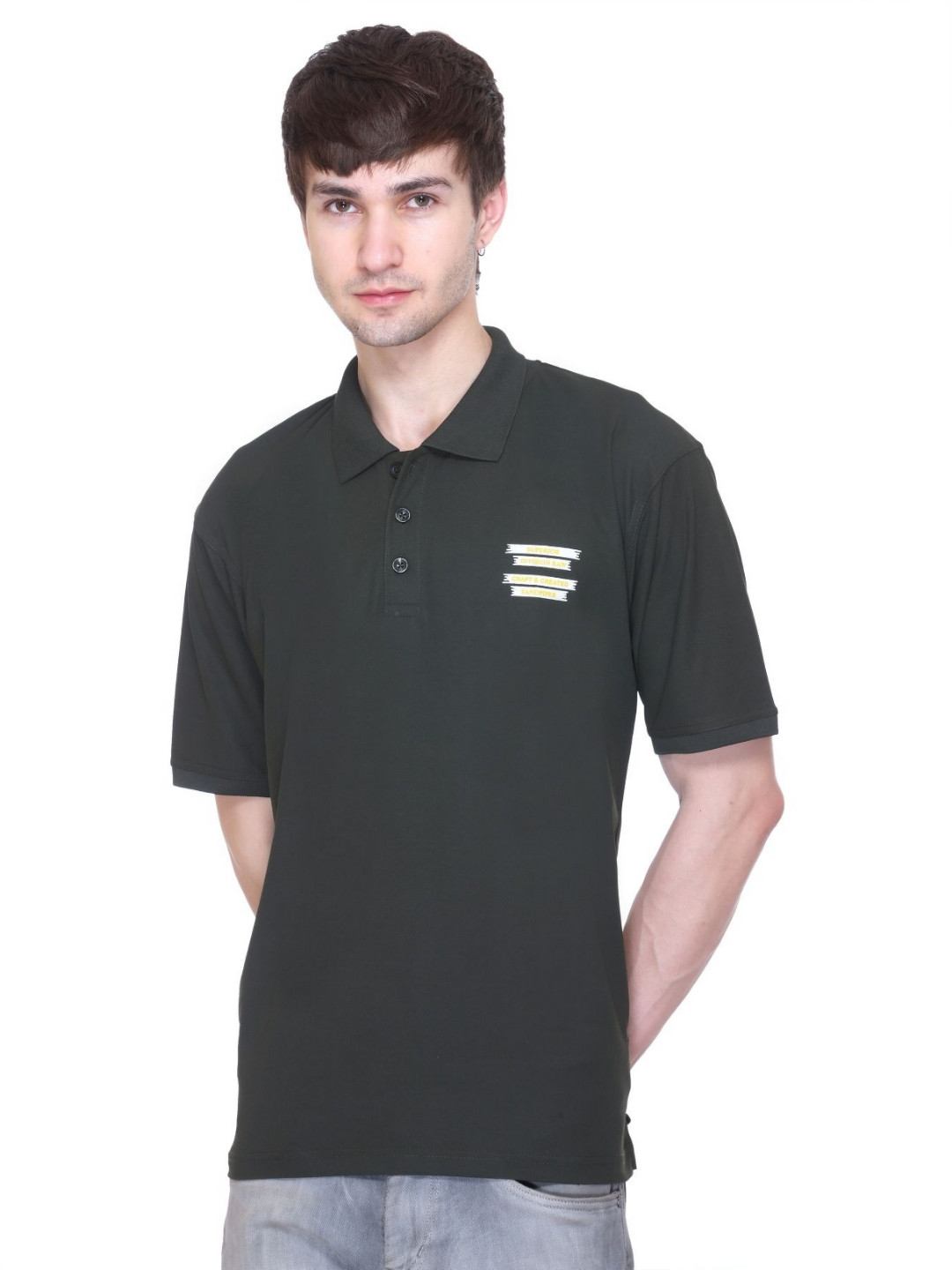 SANDPIPER Men Brand Logo Printed Polo Collar Cotton T-shirt
