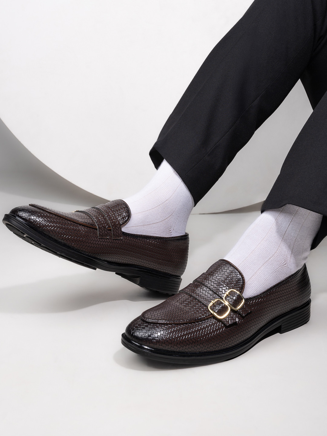 Alberto Torresi Palermo Men Textured Formal Monk Shoes