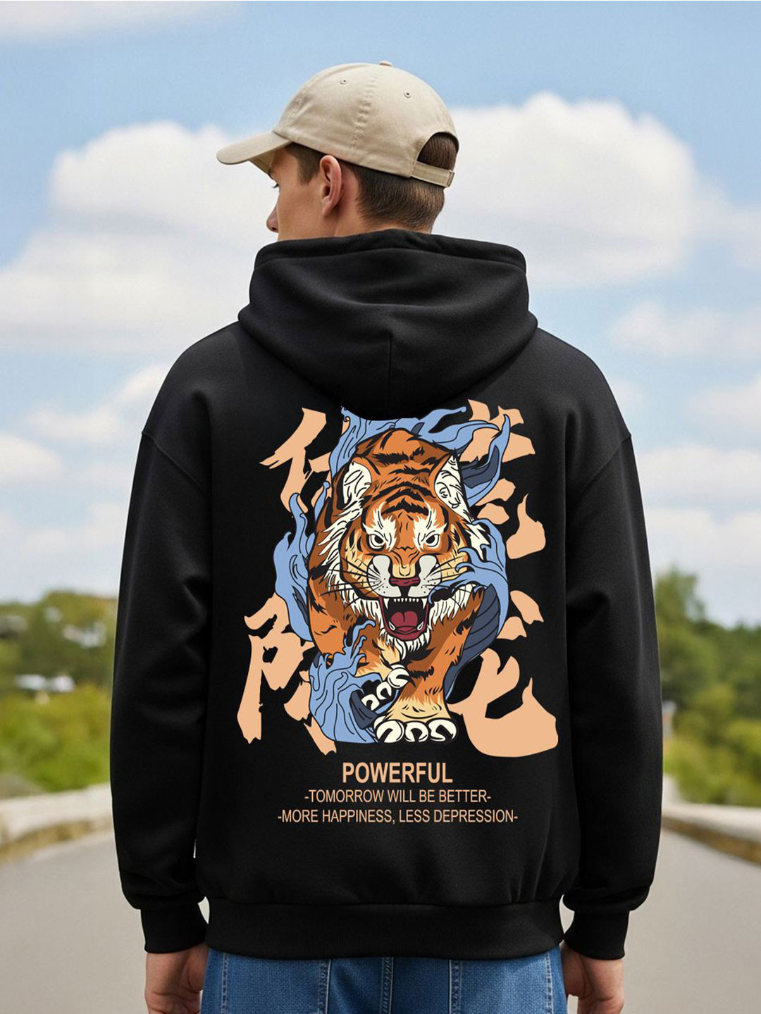 BENNY BROOKS Men Tiger Printed Hooded Full Sleeve Sweatshirt