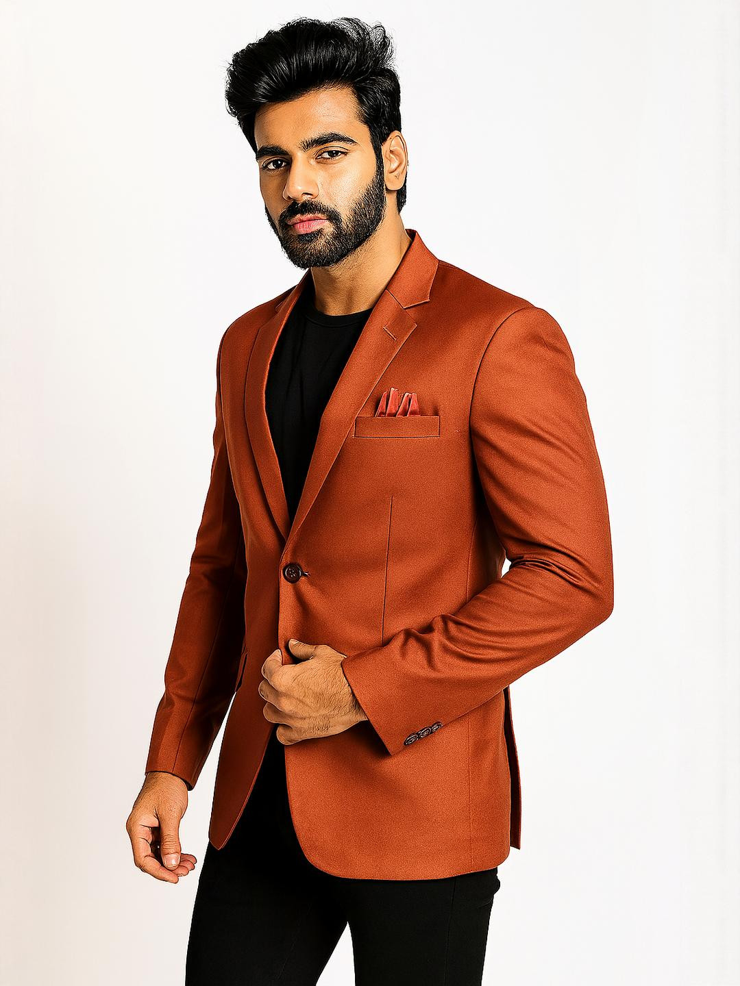 SHAHI ACHKAN Men Stylish Orange Blazer