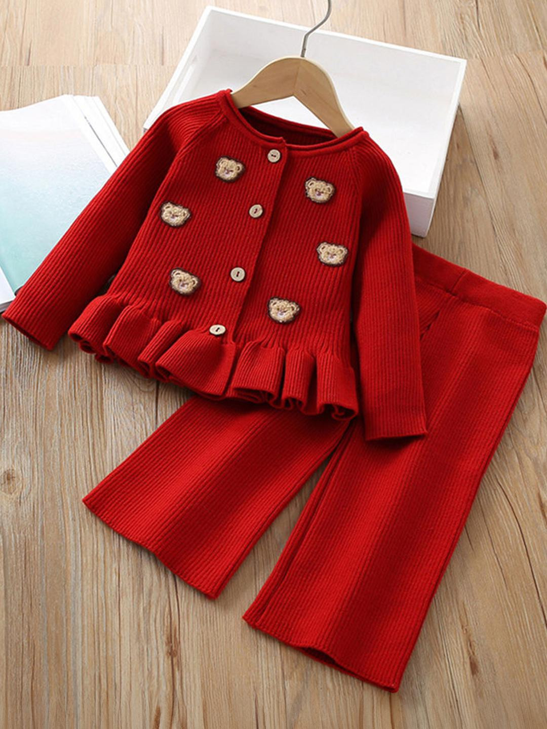 2-Pc Teddy Applique Sweater & Pants