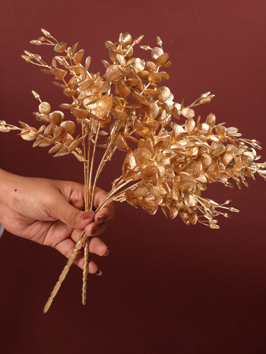 Art Street Gold-Toned 2 Pieces Eucalyptus UV-Resistant Artificial Plants