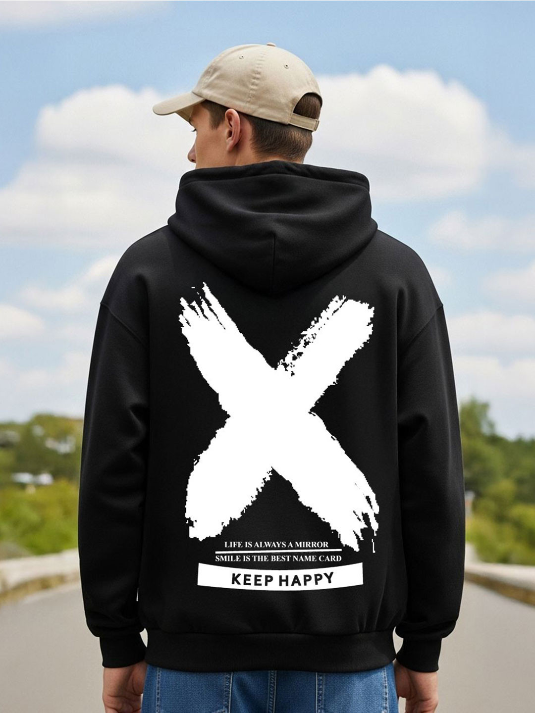 BENNY BROOKS Men Typography Hooded Long Sleeve Sweatshirt