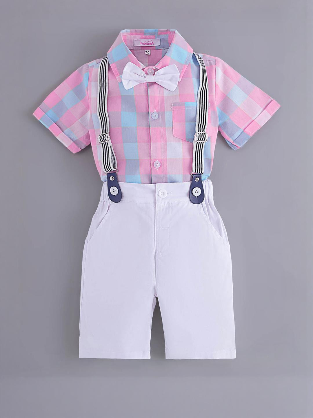 2-Pc Checkered Shirt & Shorts