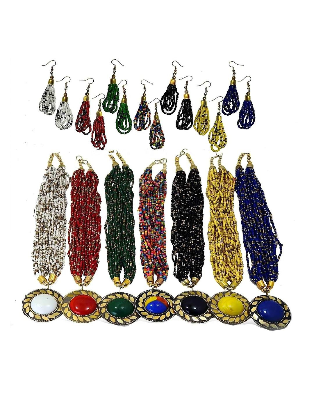 Grace Collections Pack of 7 Artificial Beads Jewellery Set