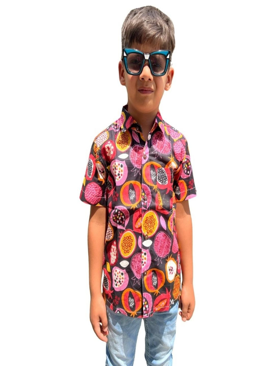 MAITREYO Boys Multi Colored Pomegranate Print Casual Shirt