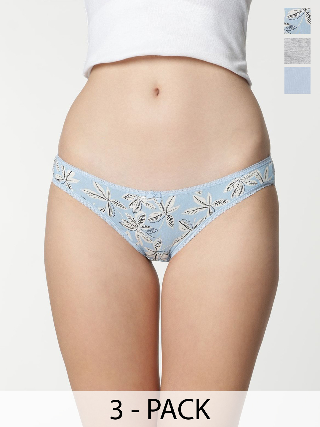 Marks & Spencer Women Pack Of 3 Cotton Printed Bikini Briefs