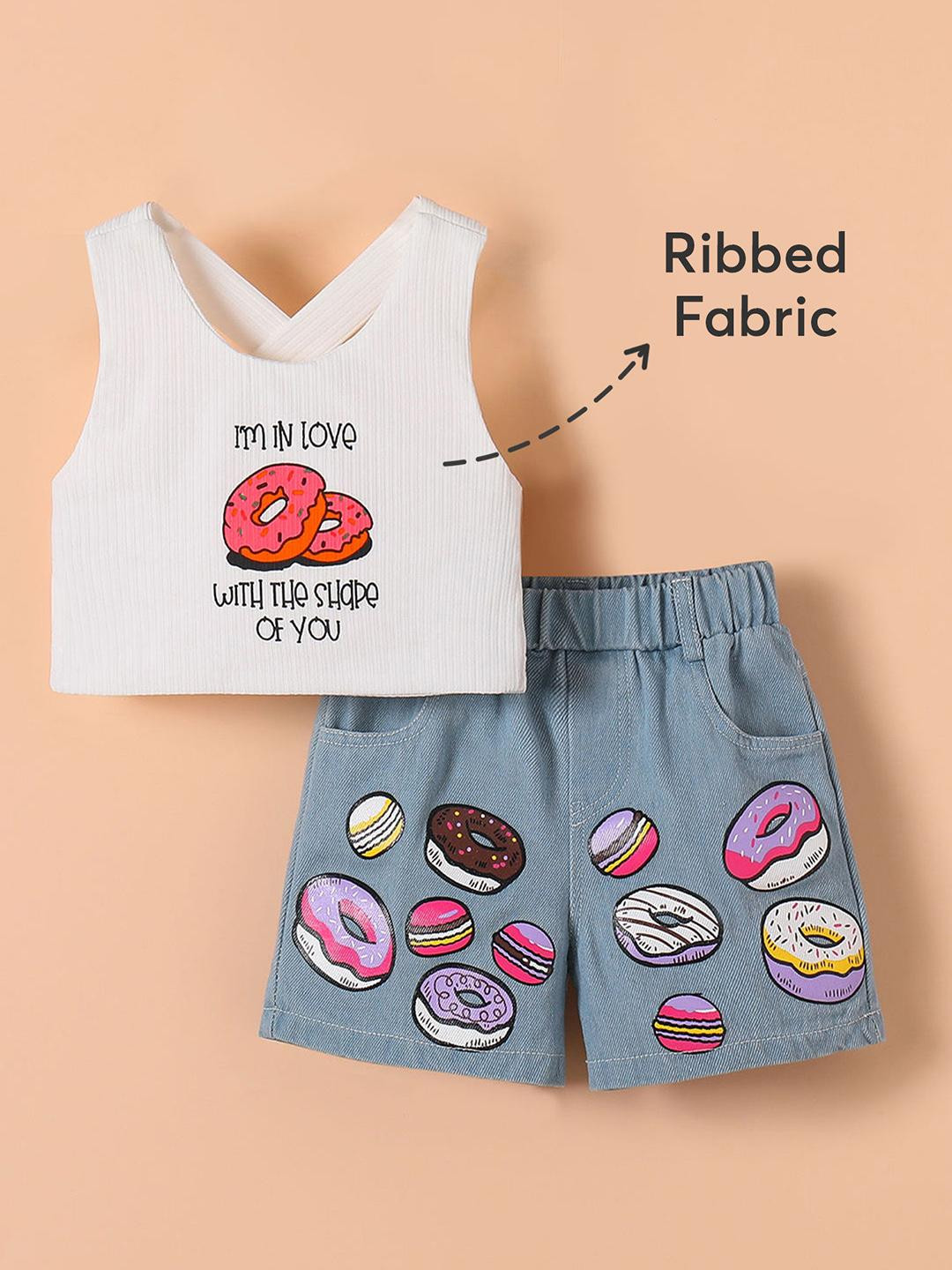 2-pC Donut Denim Shorts Set