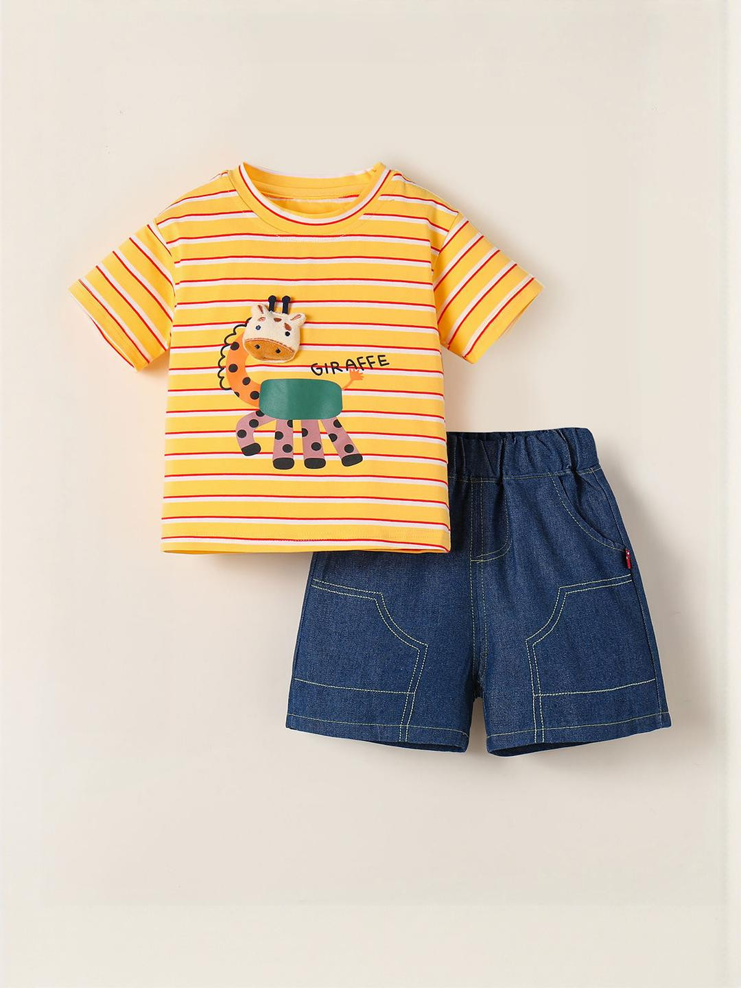 2-Pc Safari Stripe Giraffe Short Set