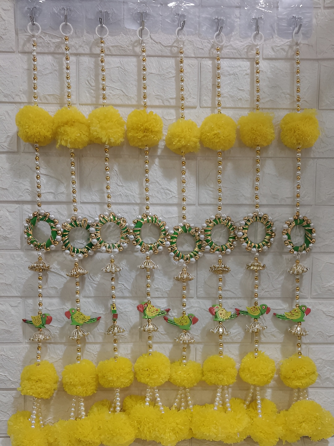 Sellplus 8 Pieces  Yellow & Pink Marigold Tassel Parrot Hangings