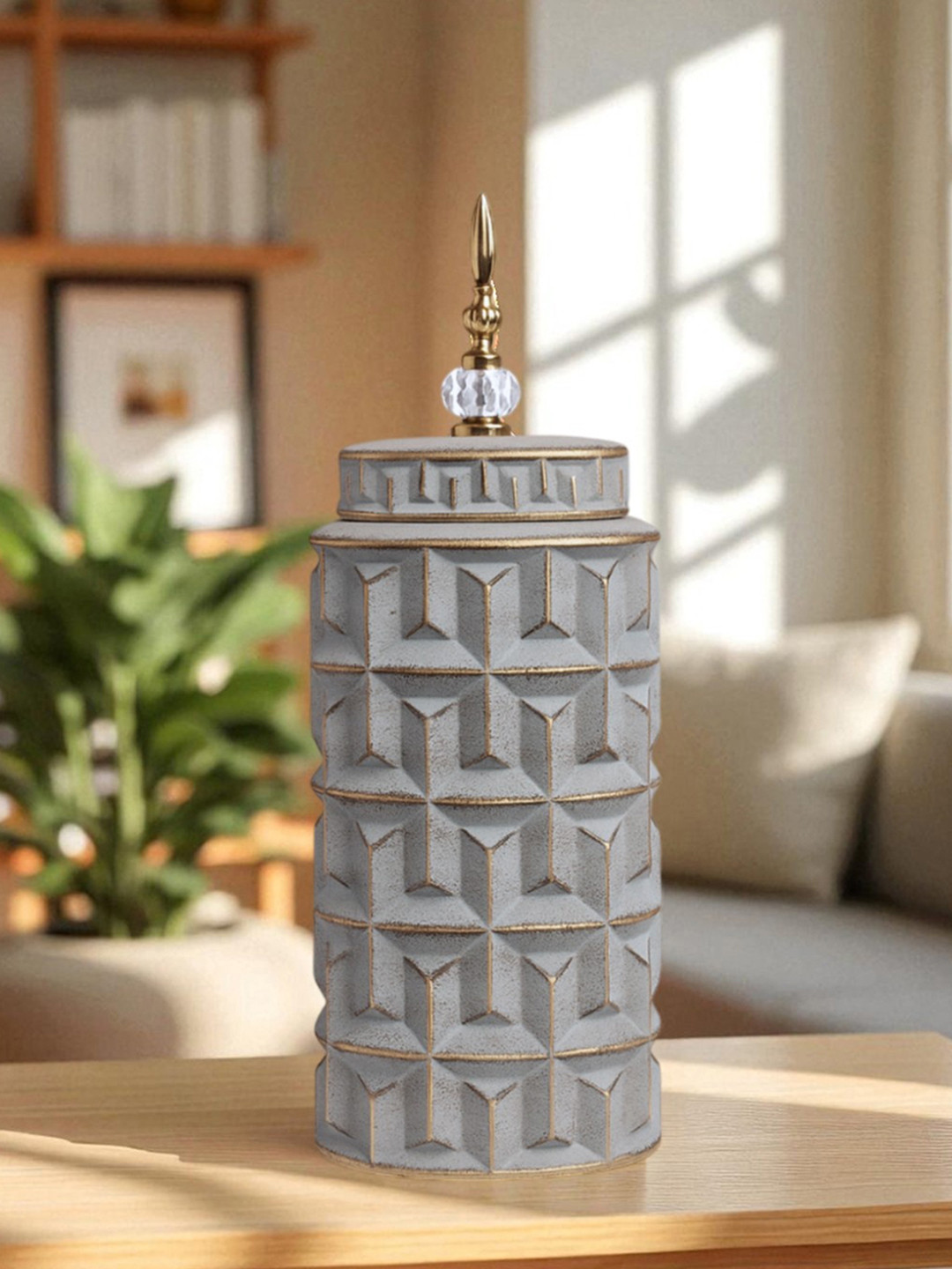 Gray Contemporary Modern Tall Silhouette Ceramic Cylindrical  Shaped Vase