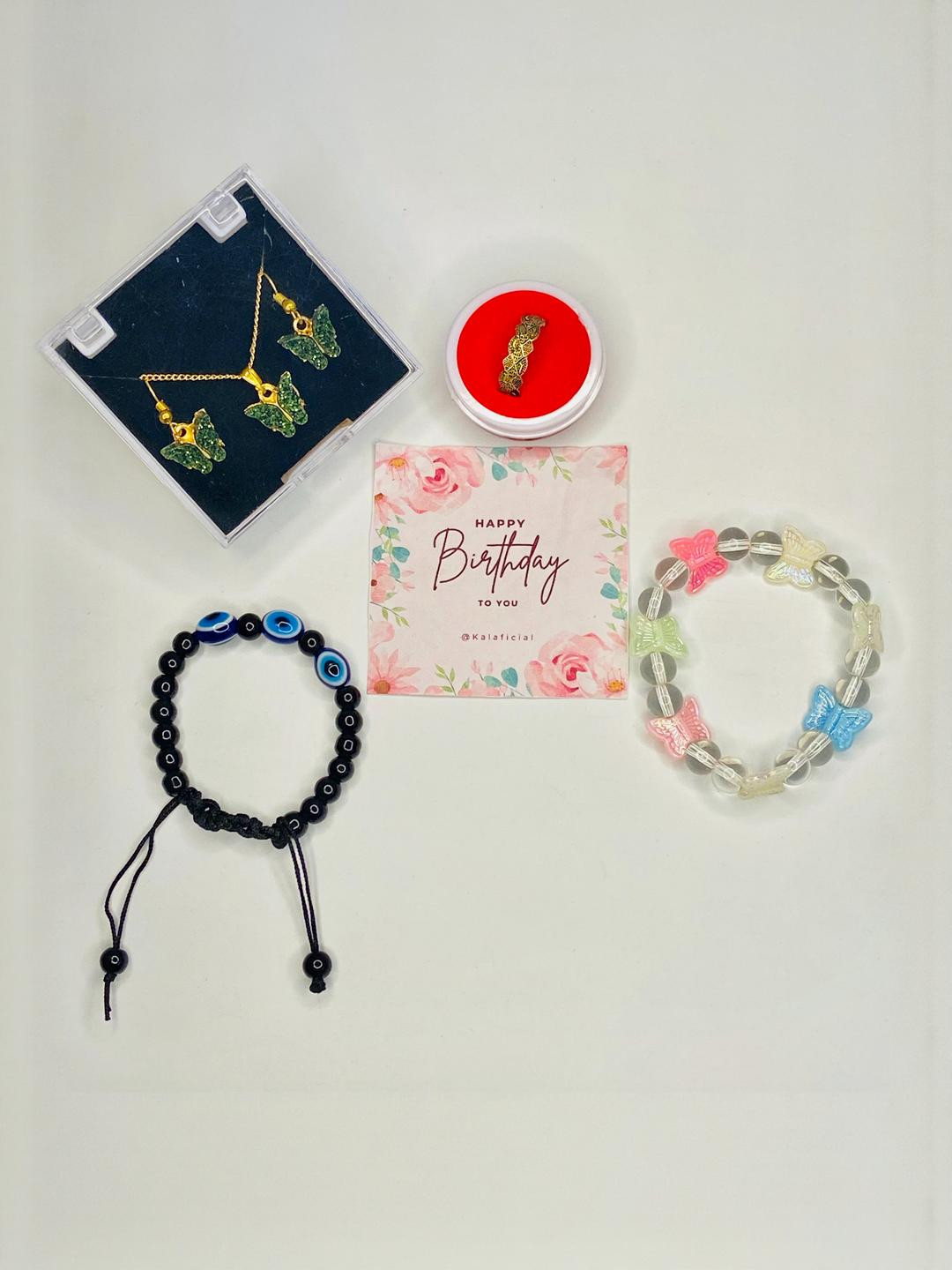 KALAFICIAL Green Glitter Butterfly Pendant Jewelry Set