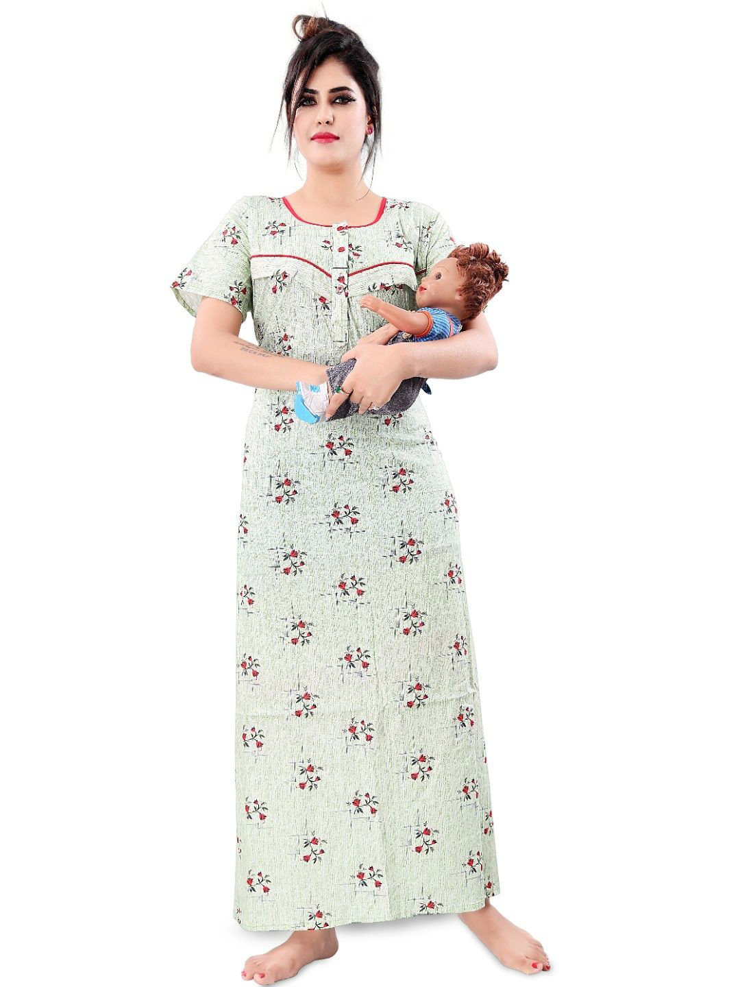 ANKONA Maternity Floral Printed Feeding Nighty