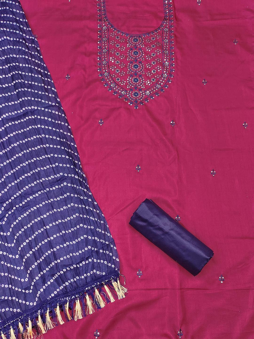 Pink Cotton Sequin Work Dress Material for Women with Dupatta  Kalini