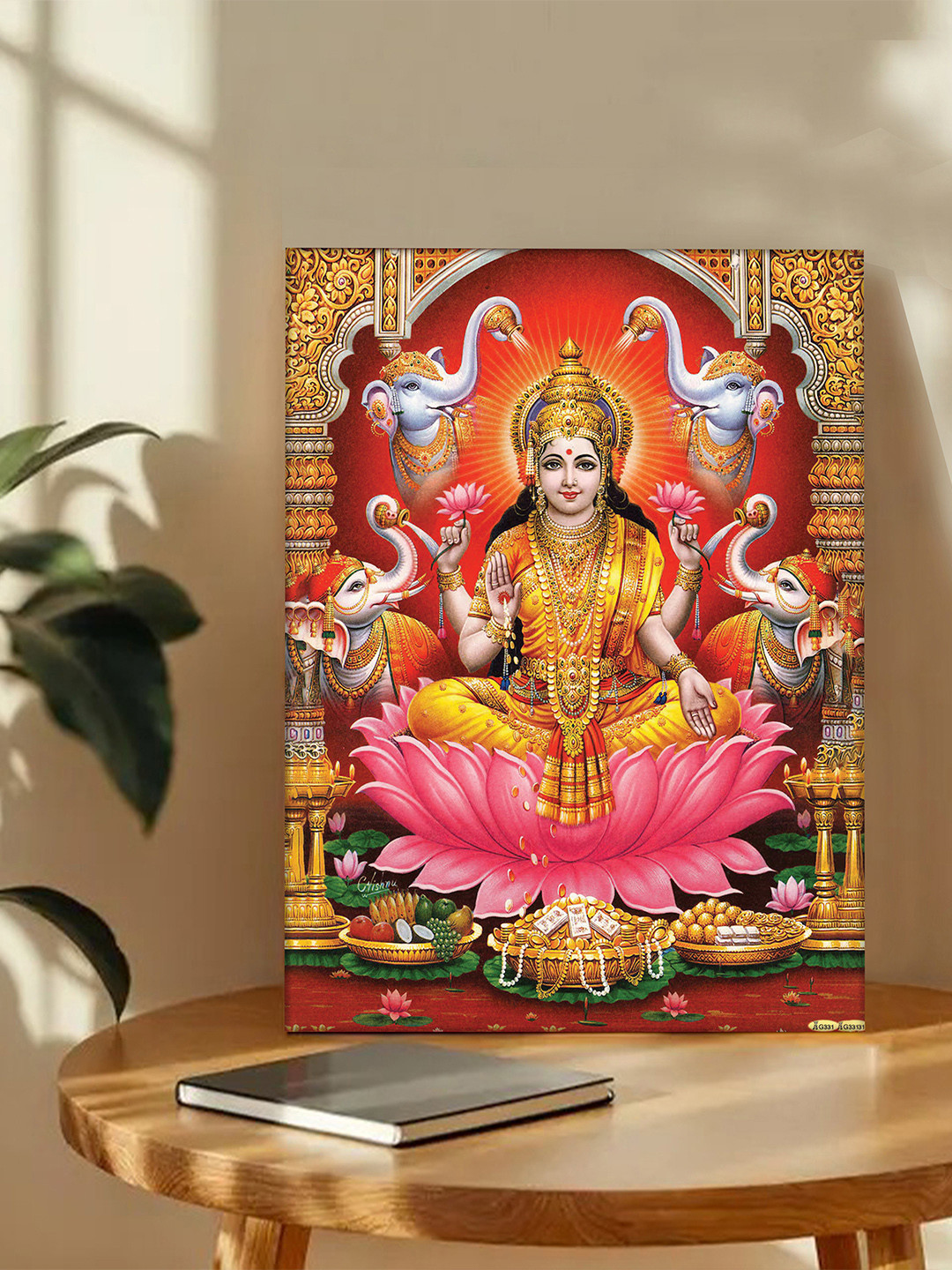 Art Street Red & Pink Devi Lakshmi Printed Canvas Wall Art