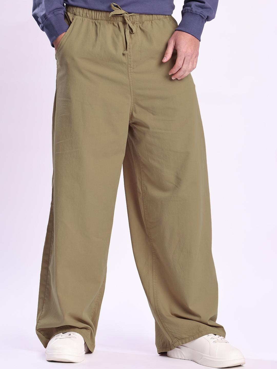 Roadster Men Beige High-Rise Super Baggy Trousers