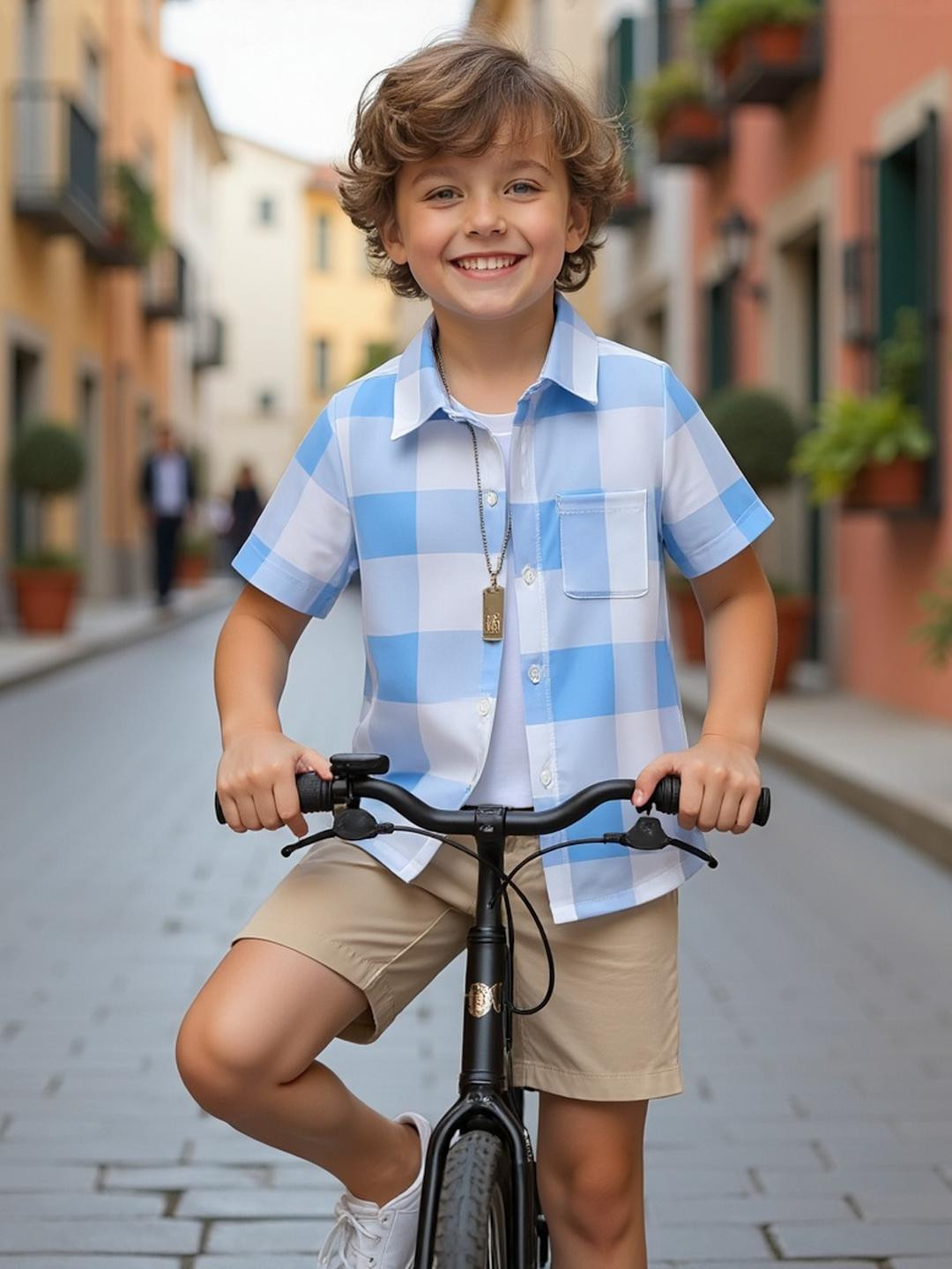 KIDGARB Boys Gingham Checks Printed Casual Shirt
