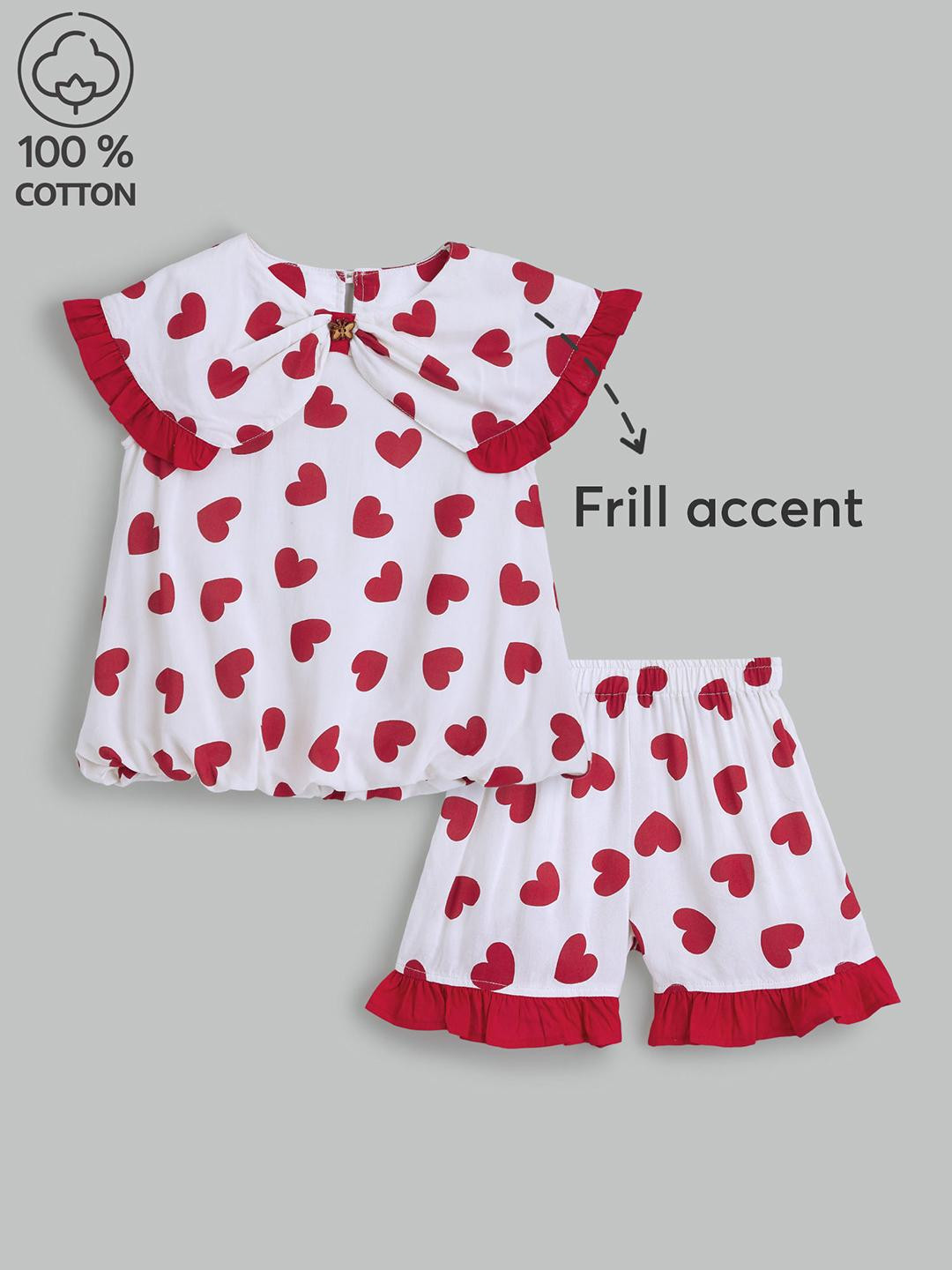 2-Pc Heart Blouse & Shorts