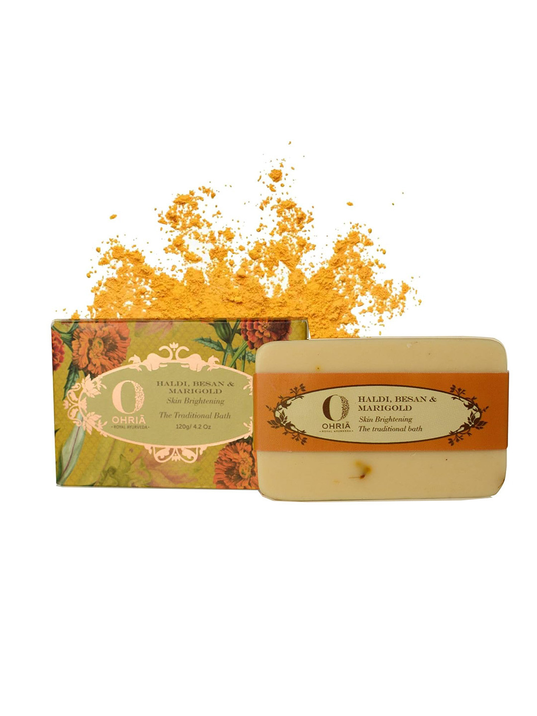 OHRIA AYURVEDA Haldi Besan & Marigold Skin Brightening Traditional Bathing Bar - 120g