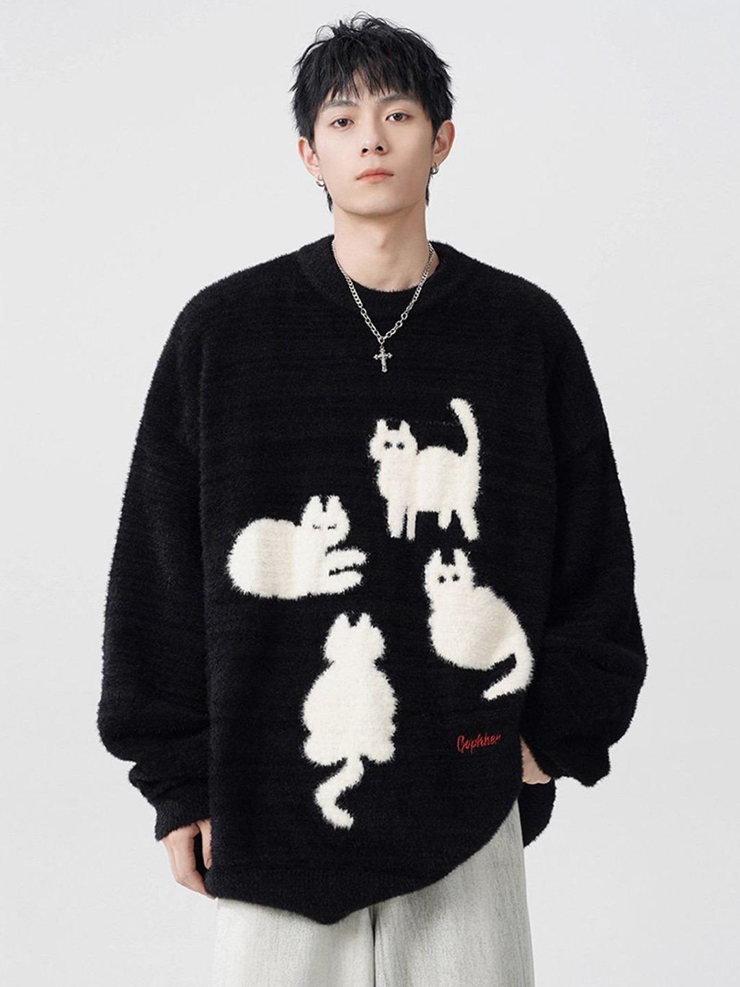 StyleCast Men Animal Woollen Longline Pullover