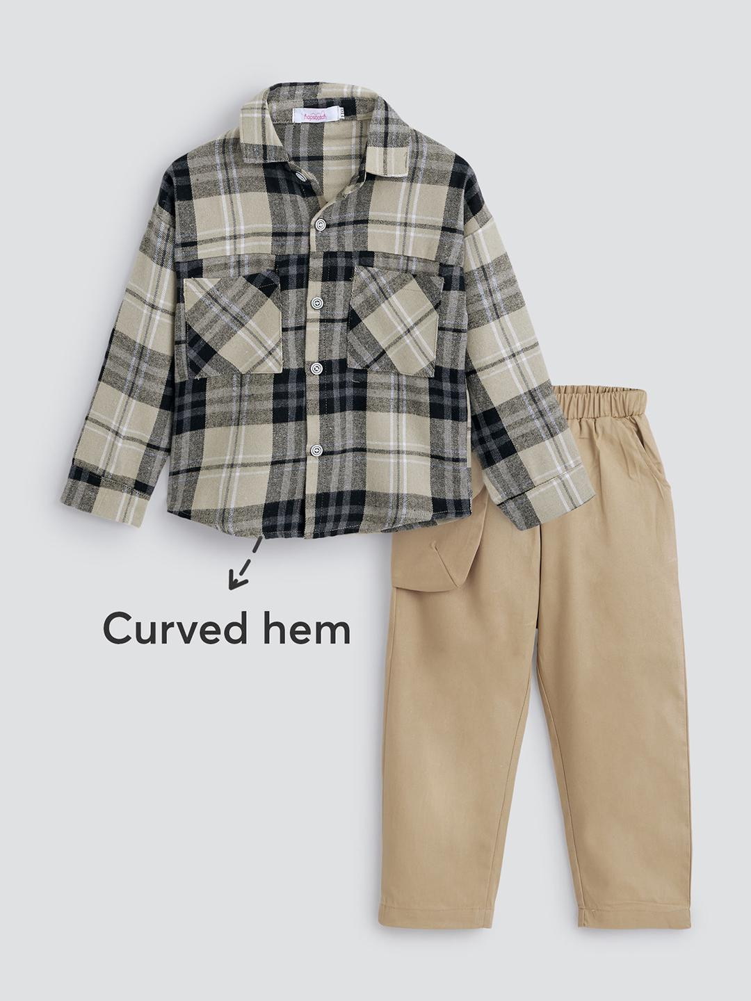 2-Pc On-The-Go Plaid Shirt & Pants